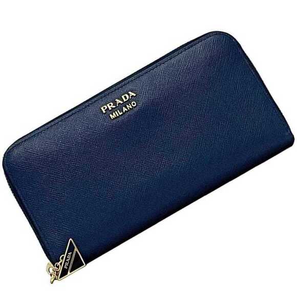 PRADA Blue Leather Saffiano Wallet - Picture 2 of 11